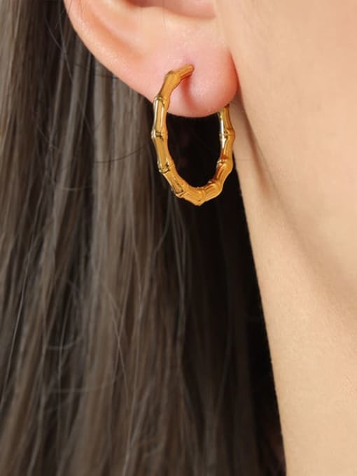F1246 Gold Earrings Titanium Steel C Shape Vintage Hoop Earring
