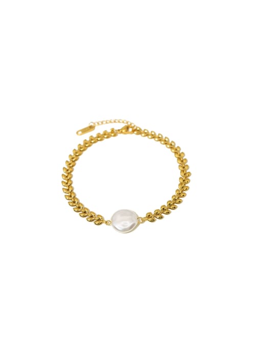 YAYACH Stainless steel Imitation Pearl Geometric Dainty Bracelet 0