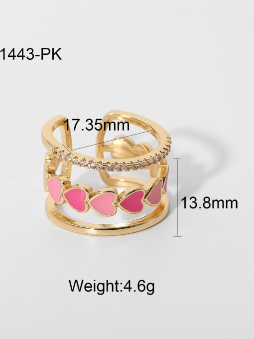 JDR201443 PK Alloy Enamel Rhinestone Heart Trend Stackable Ring