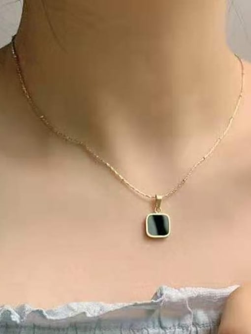 K gold Titanium Steel Enamel Square Minimalist Necklace