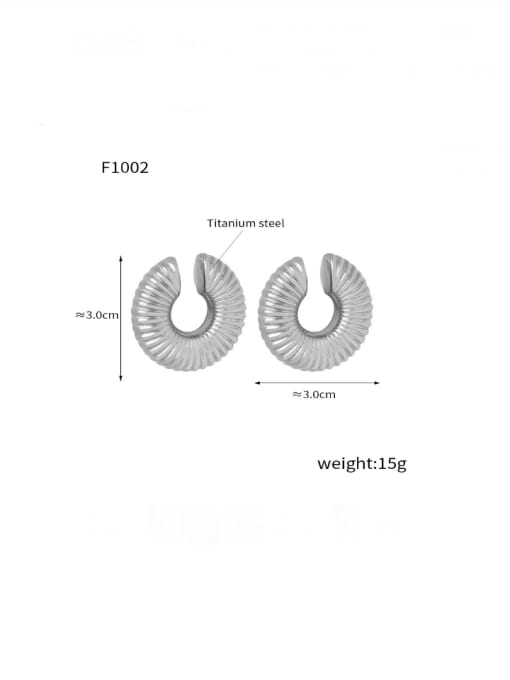 F1002 steel threaded ear clip Titanium Steel Enamel Geometric Hip Hop Clip Earring