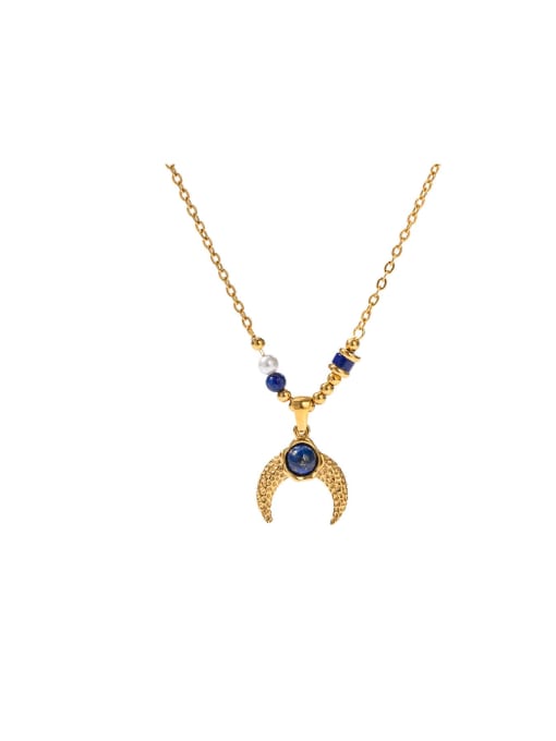 J&D Stainless steel Natural Stone Moon Trend Necklace 0
