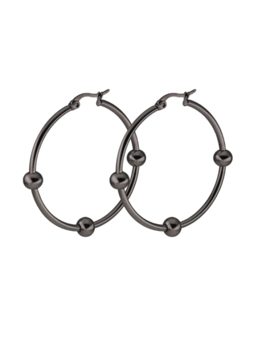 BELII Titanium Steel Bead Round Minimalist Hoop Earring 2