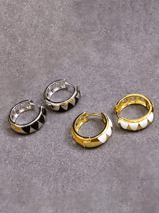 Clioro Brass Enamel Geometric Minimalist Huggie Earring 0