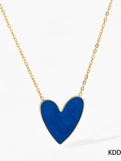Blue necklace KDD1030 Stainless steel Dainty Heart Ceramic Earring and Necklace Set