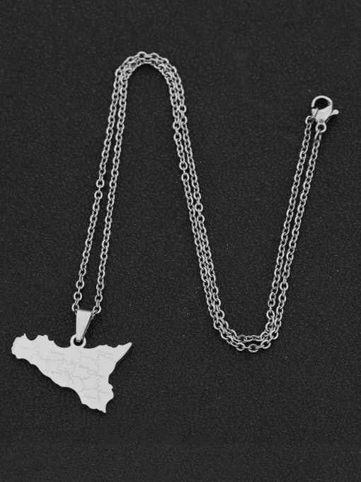 SONYA-Map Jewelry Stainless steel Irregular Ethnic Map of Sicily Pendant Necklace 2