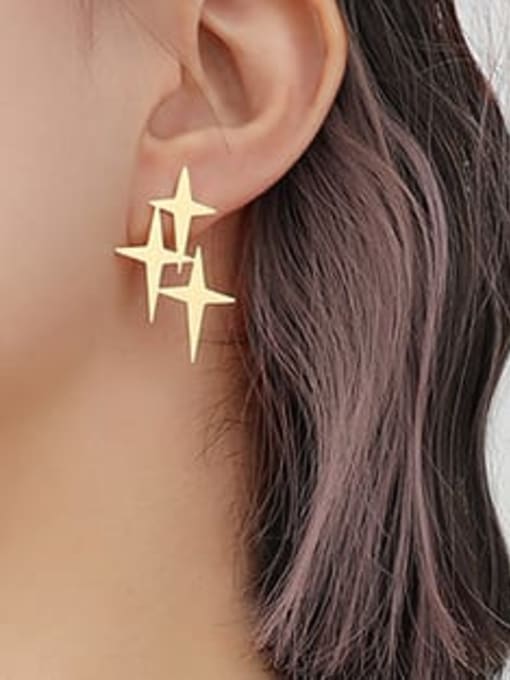 F557 Gold Cross Titanium Steel Smooth Cross Minimalist Stud Earring
