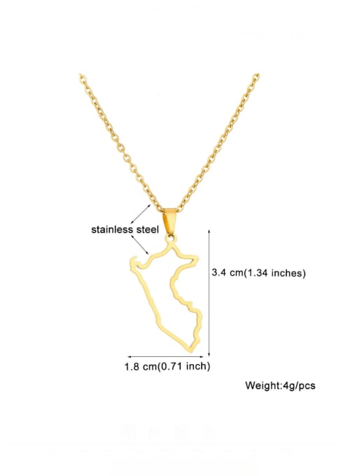 Steel Smooth Necklace Stainless steel Irregular Hip Hop Hollow out map of Peru Pendant Necklace