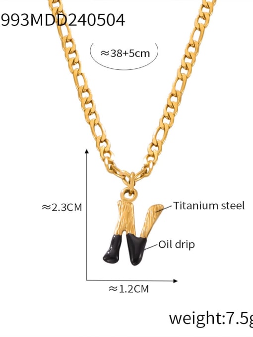 P1993 Gold Black Necklace N Titanium Steel Letter Hip Hop Necklace
