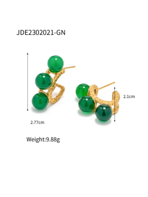 JDE2302021 GN Stainless steel Imitation Pearl Geometric Vintage Stud Earring