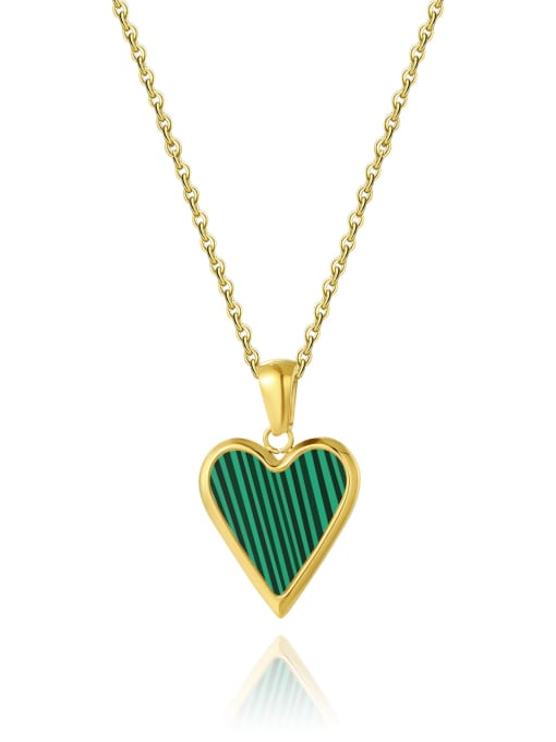 SN22060611GN Titanium Steel Shell Heart Trend Necklace