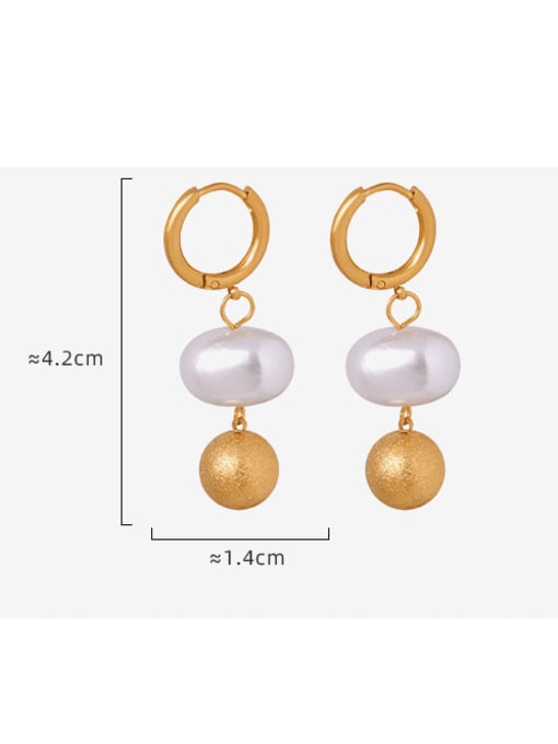 MAKA Titanium Steel Imitation Pearl Round Minimalist Huggie Earring 3