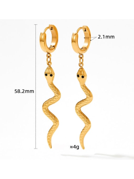 Clioro Stainless steel Cubic Zirconia Snake Trend Stud Earring 3