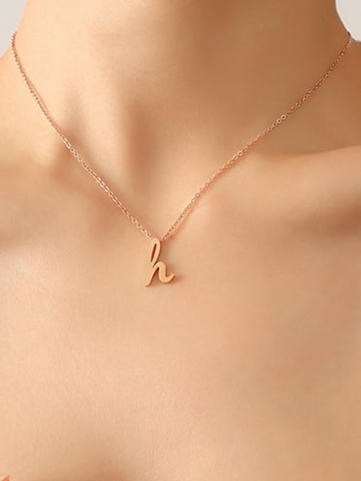 P517 rose gold necklace 40+ 5cm Titanium Steel Letter Minimalist Necklace