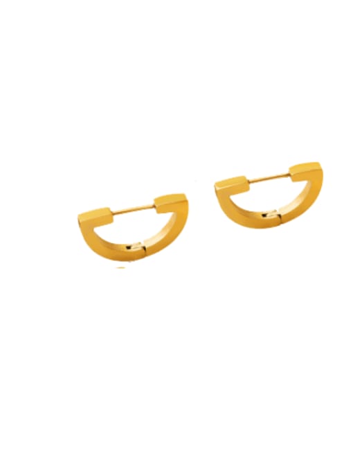 F626 gold small semicircle Earrings Titanium Steel Geometric Vintage Huggie Earring