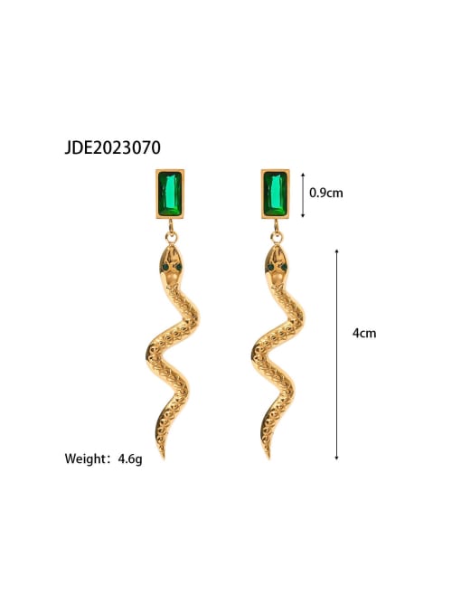 J&D Stainless steel Cubic Zirconia Green Snake Dainty Stud Earring 3