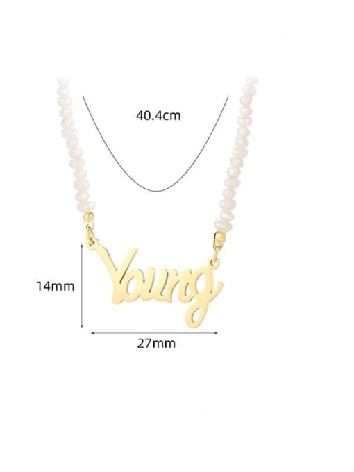 YAYACH Titanium Steel Imitation Pearl Letter Minimalist Necklace 3