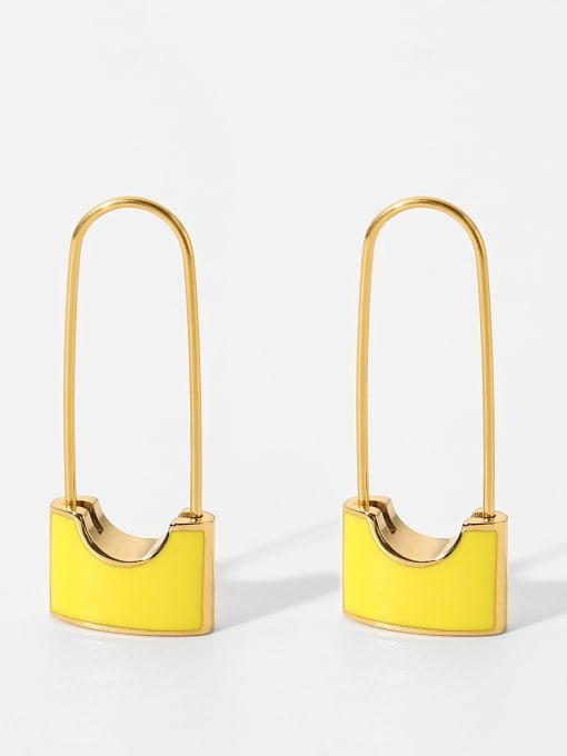 yellow Stainless steel Locket Trend Hook Earring
