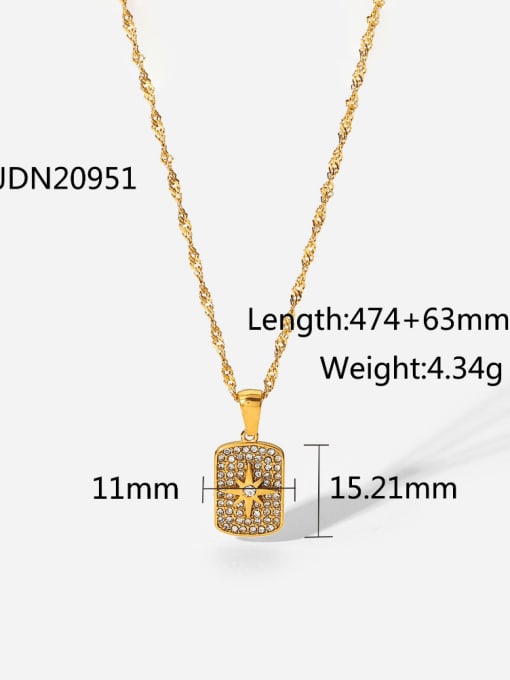 JDN20951 Stainless steel Glass Stone Geometric Vintage Necklace