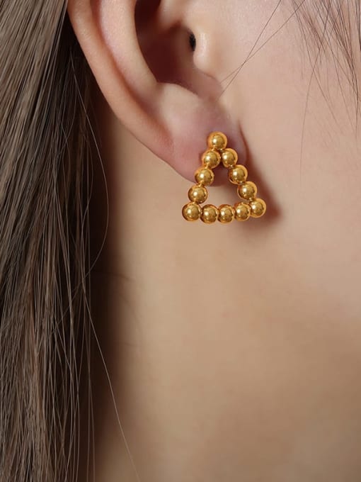 F1129 Gold Earrings Titanium Steel Bead Geometric Vintage Stud Earring