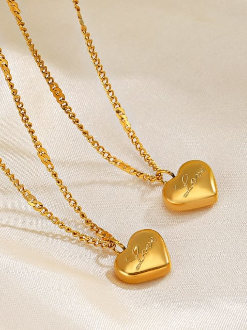 J$L  Steel Jewelry Stainless steel Heart Letter Vintage Necklace 1