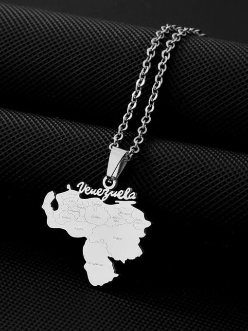 Steel Label Venezuelan Necklace A Titanium Steel Medallion Hip Hop Venezuela Map Pendant Necklace
