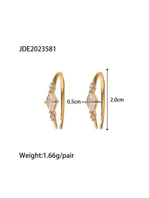 JDE2023581 Stainless steel Cubic Zirconia Geometric Minimalist Hook Earring