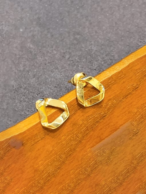 H00821 Gold Brass Hollow Geometric Minimalist Stud Earring