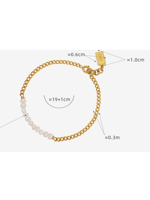 MAKA Titanium Steel Imitation Pearl Geometric Minimalist Link Bracelet 3
