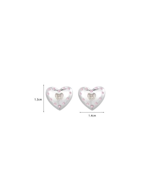 Clioro Brass Cubic Zirconia Heart Dainty Stud Earring 3