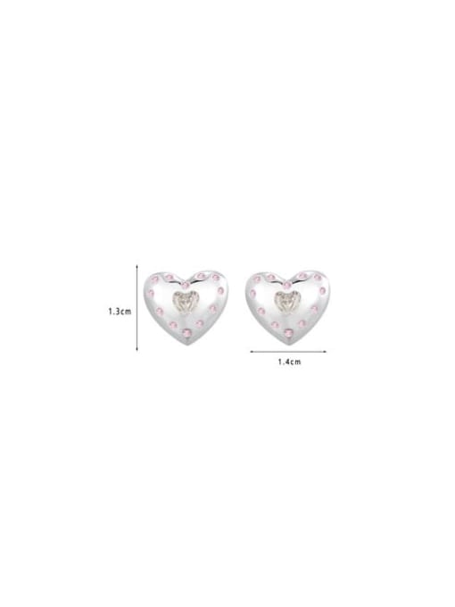 QJM Brass Cubic Zirconia Heart Dainty Stud Earring 3