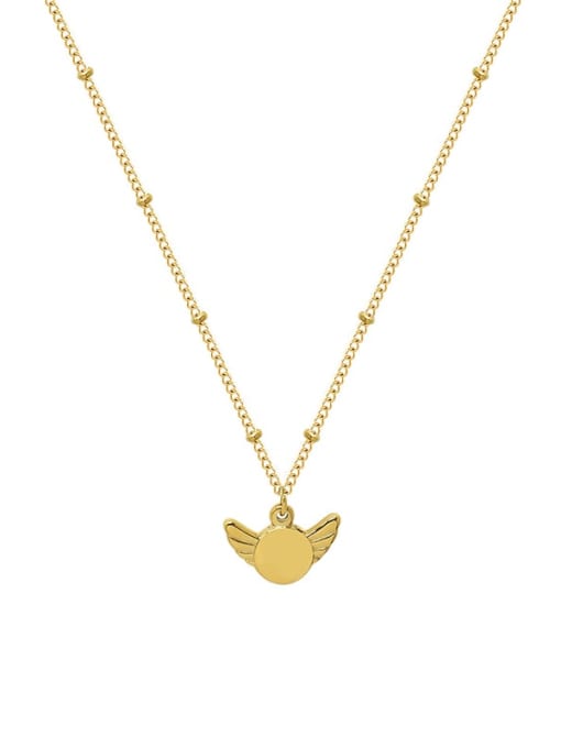 Gold Titanium 316L Stainless Steel Wing Minimalist Necklace with e-coated waterproof