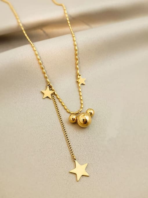 Necklace Gold Titanium Steel Pentagram Trend Tassel Necklace