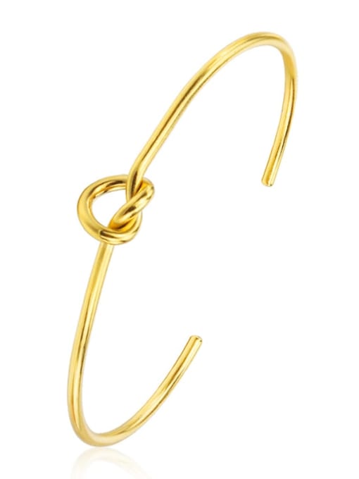 Gold Titanium Steel knot Minimalist Cuff Bangle
