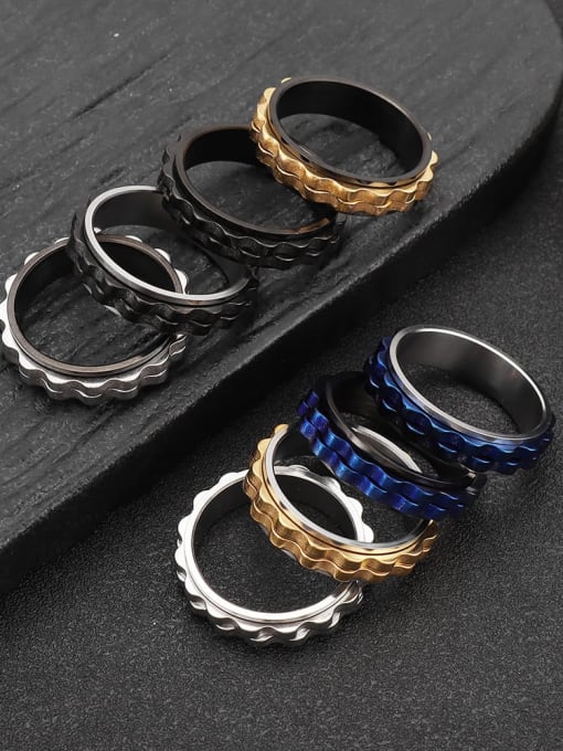SM-Men's Jewelry Titanium Steel Irregular Hip Hop Rotatable Gear Shape Men's Ring 2