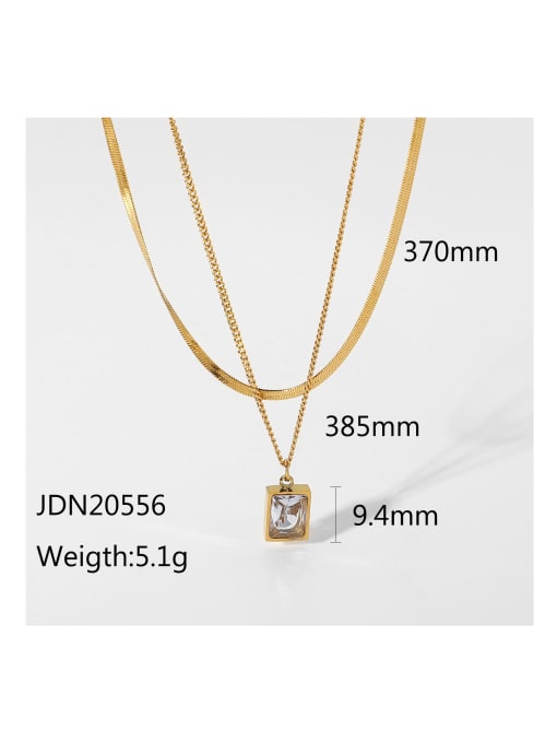 J&D Stainless steel Cubic Zirconia Rectangle Trend Multi Strand Necklace 3