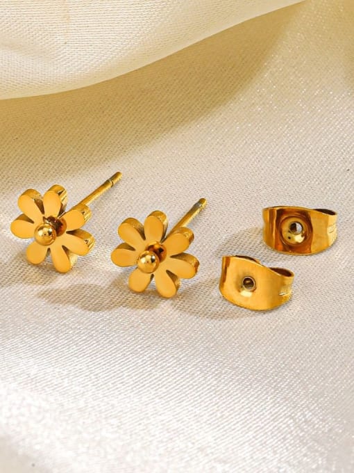 J$L  Steel Jewelry Titanium Steel Flower Minimalist Stud Earring 1