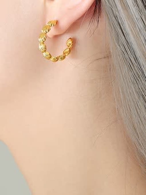 MAKA Brass Geometric Vintage  C Shape  Stud Earring 1