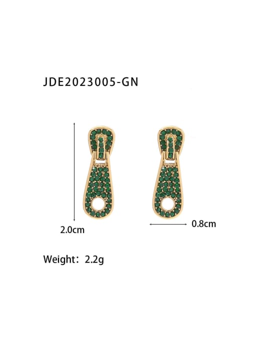 JDE2023005 GN Stainless steel Cubic Zirconia zipper Dainty Stud Earring