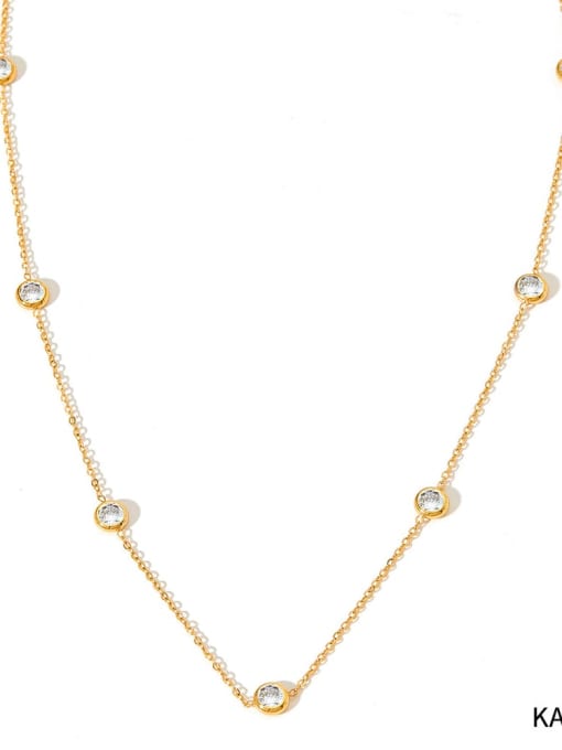 KAD929 Gold Stainless steel Cubic Zirconia Geometric Hip Hop Multi Strand Necklace