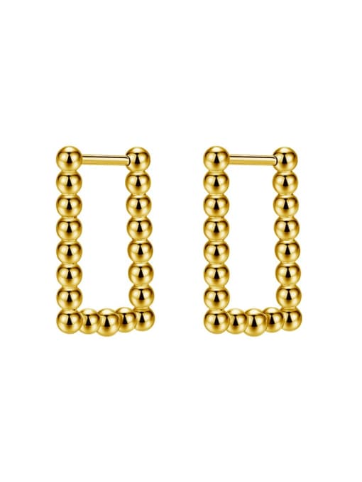 Steel Ball Rectangular Gold (Pair) Titanium Steel Geometric Trend Hoop Earring