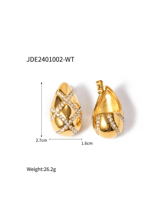 JDE2401002 WT Stainless steel Rhinestone Water Drop Vintage Stud Earring
