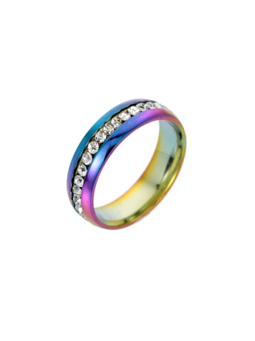 Single row color Stainless steel Rhinestone Geometric Minimalist Band Ring