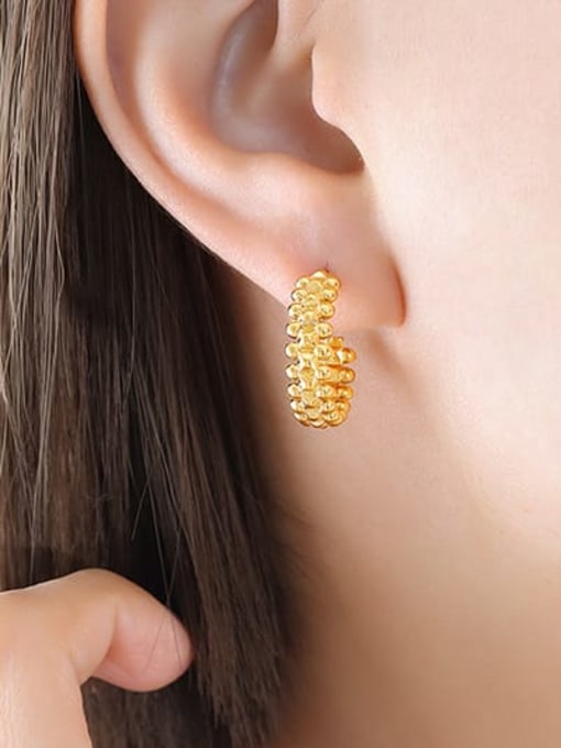 F721 Gold Earrings Brass Geometric Minimalist Stud Earring