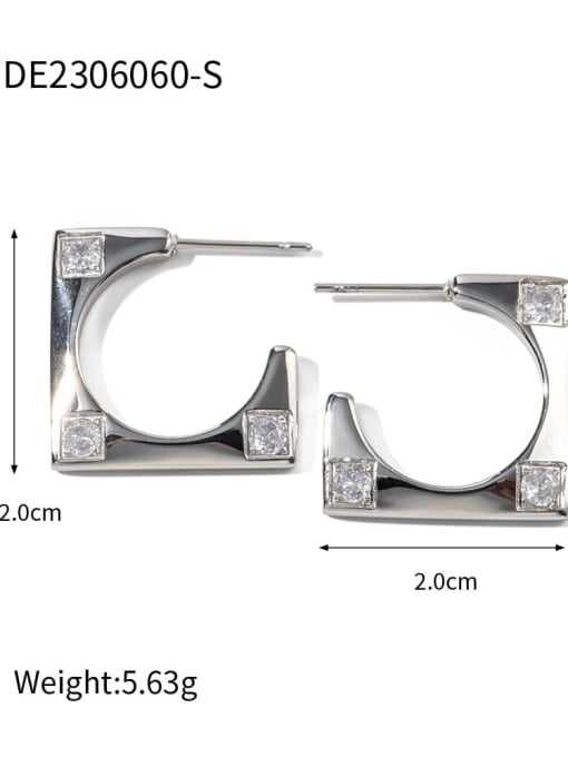 JDE2306060 S Stainless steel Cubic Zirconia Geometric Trend Stud Earring