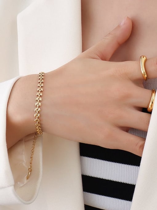 E289 gold bracelet 15 +5cm Titanium Steel Vintage Irregular   Bracelet and Necklace Set