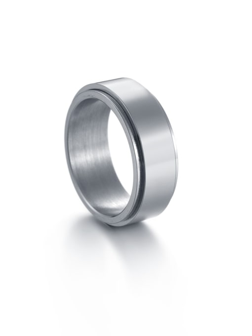 SM-Men's Jewelry Titanium Steel Geometric Hip Hop Rotatable Men's Ring 0
