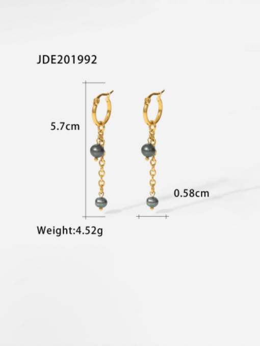 JDE201992 Stainless steel Imitation Pearl Geometric Minimalist Drop Earring