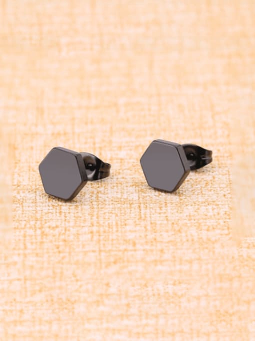 BELII Titanium Steel Smooth Hexagon Minimalist Single Earring(Single-Only One) 1
