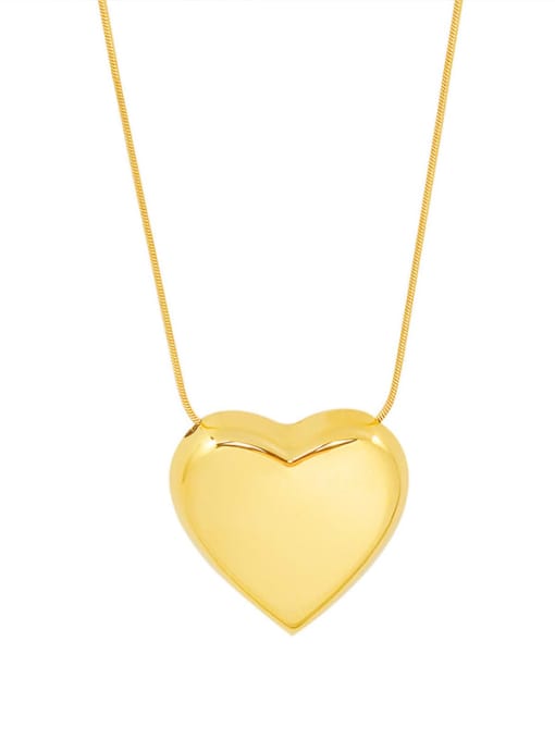 P059 gold love 40+ 5cm Titanium Steel Heart Minimalist Necklace